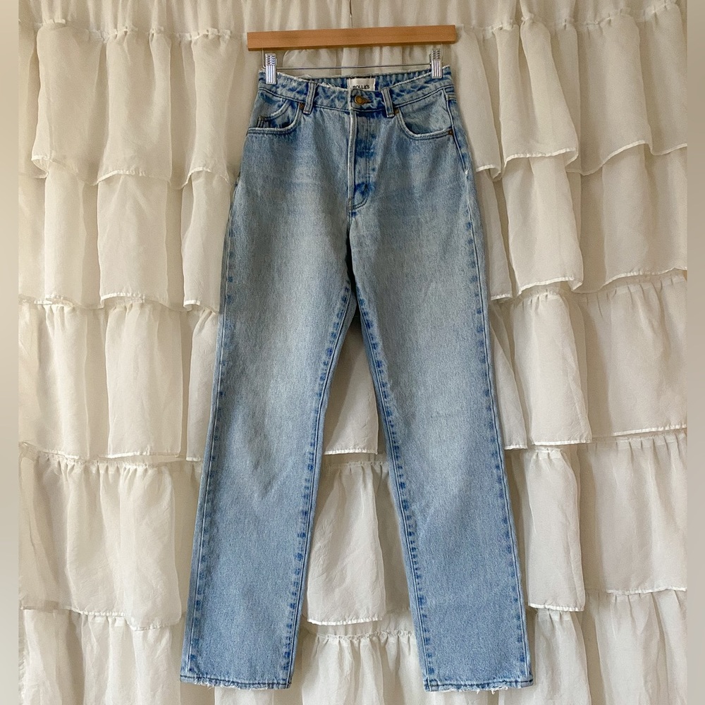 rollas light wash straight leg jeans